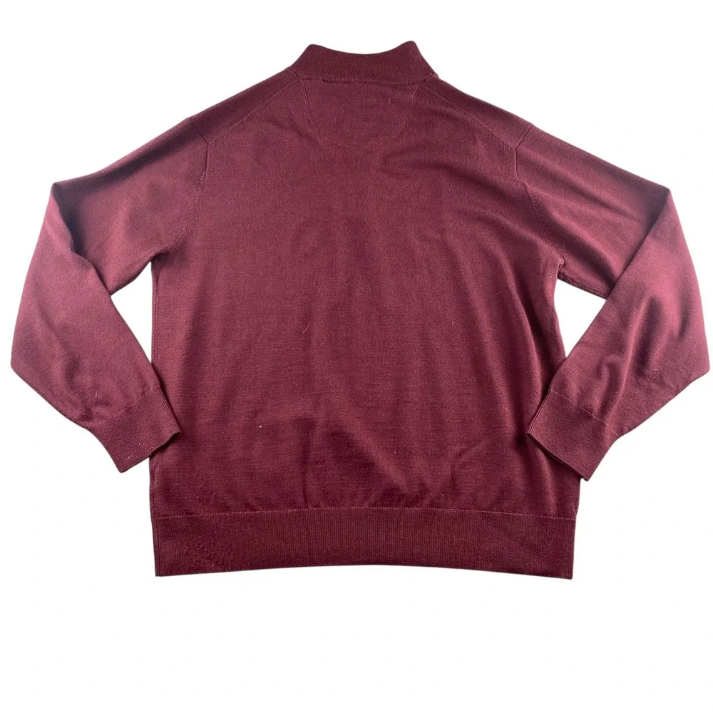 Orvis Mens‎ Burgundy 100% Merino Wool Quarter Zip Sweater Large Fly Fishing Lure